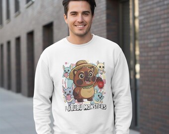 Kawaii Labubu Monster Embroidered Sweatshirt | Anime Plush Pullover