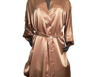 Quimono vintage Expressions by California Dynasty em cetim dourado, estilo anos 90/Y2K, tamanho G