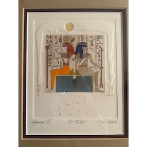 Jan Fleck Gemini IV Gesigneerde diepdruk-ets Egyptische mythologie A/P XI/XV ingelijst