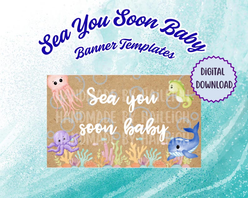 Sea You Soon Baby Shower Banner Template CANVA - Etsy