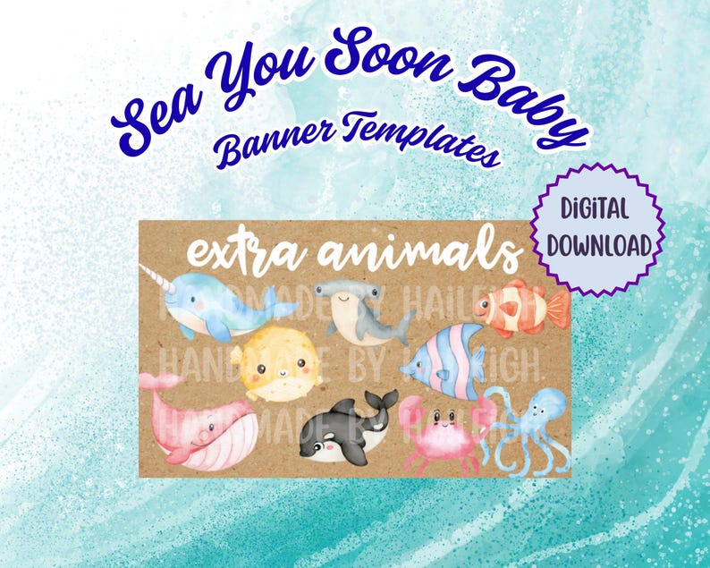 Sea You Soon Baby Shower Banner Template CANVA - Etsy
