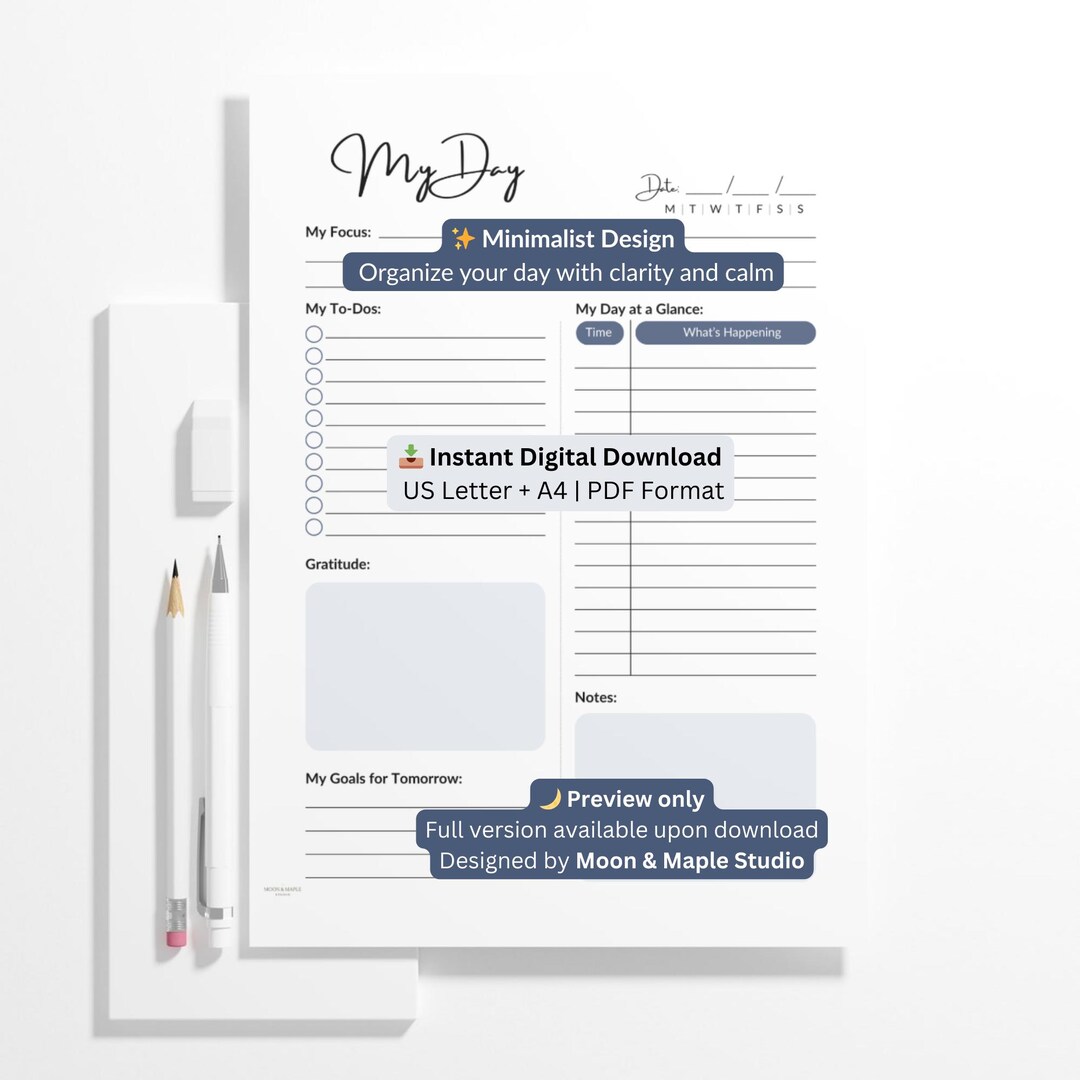 Navy Daily Routine Order Navy Daily Planner – Printable Minimalist PDF Template – Digital ...