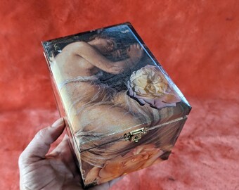 Golden Cherub Stash Box a handmade grateful box art original