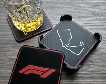 Formula 1 Circuit Coasters – Race Track Drink Coasters – Motorsport Gift – F1 Fan Gift – Man Cave Decor