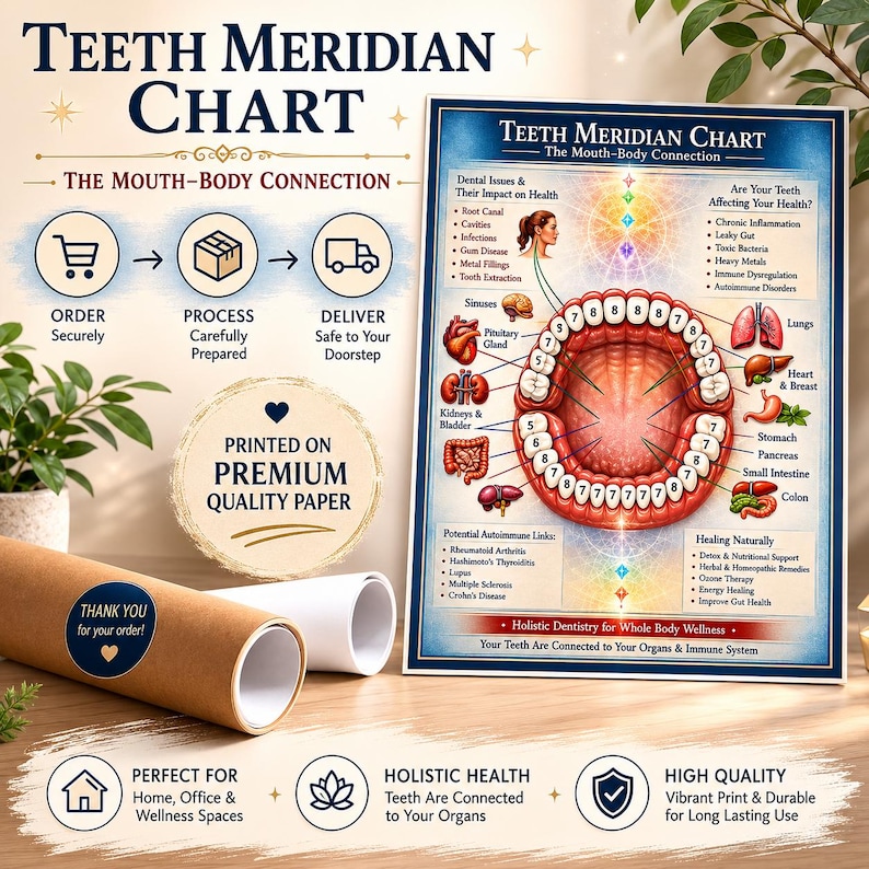 Tooth Meridian Chart.pdf Teeth Meridian Chart Rolled Poster | Dental Anatomy Mouth-body ...