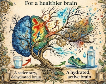 Stampa artistica "Movimento, Idratazione, Salute del Cervello", Motivazione al Benessere