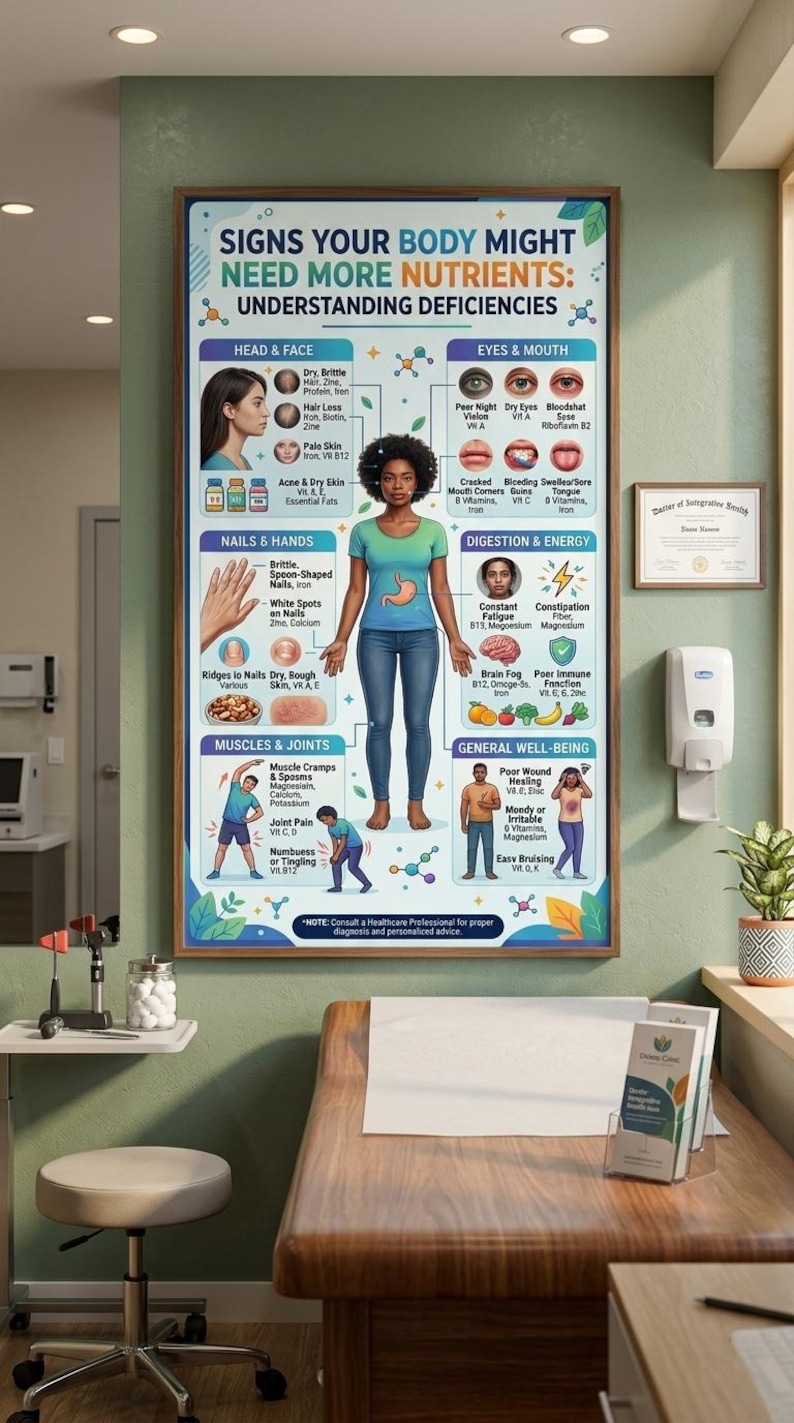 Signs of Nutrient Deficiency Poster | Vitamin Deficiency Chart | Body ...