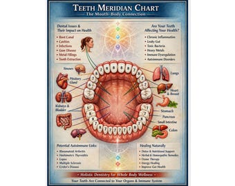 Teeth Meridian Chart Rolled Poster | Dental Anatomy Mouth-Body Connection
