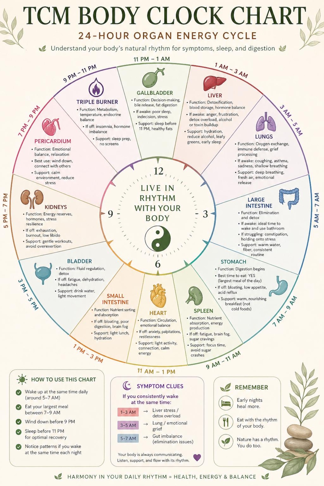 TCM Body Clock Chart, 24-hour Organ Energy Cycle (digital Download) - Etsy