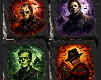 Vintage Halloween Horror PNG Bundle, Horror Movie Shirt Designs, Slasher PNG, DTF Halloween Graphics, Halloween Sublimation