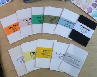 Watercolor Paper Sample Pack A (11 Papers) | Hot/Cold Pressed, Rough (2.5x3.5" or 4x6")