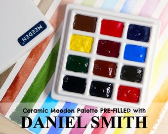 Daniel Smith Split Primaries Set 1 - Ceramic Palette Prefilled with 12 Paints for Color Mixing