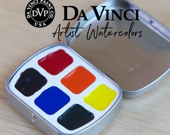 DaVinci Full Spectrum Color Palette (Set of 6  Primary & Secondary) | Beginner Watercolor Kit | Portable Watercolor Kit