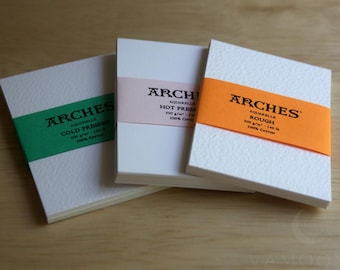 Arches Aquarelle Watercolor Paper Sample Pack | 300gsm Cotton Cold, Hot, Rough Pressed