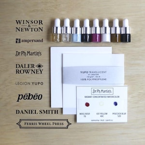 11Pcs Watercolor FOMO-Fun Pack of Accessories | Mediums & Surfaces Sampler Set | 8 Eyedropper Bottles