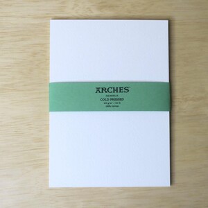 Professional Artist-Grade Arches Aquarelle Cold Pressed 300gsm Watercolor Paper 5" x 7" - with green label. 100% Cotton paper for watercolorists.