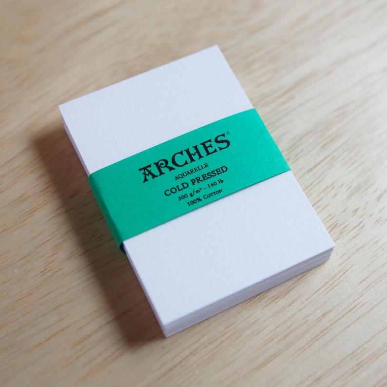 Artist-Grade Professional Arches Aquarelle Cold Pressed 300gsm Watercolor Paper ATC/ACEO, 2.5x3.5, 4x6, 5x7 paper - With green label