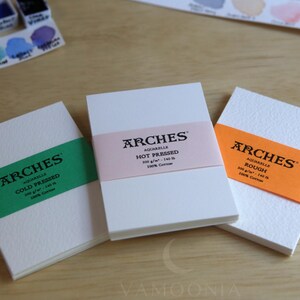 Arches Aquarelle Cold Pressed, Hot Pressed, Rough 300gsm Watercolor Paper Sample Pack ATC/ACEO, 2.5 inch by 3.5 inch
