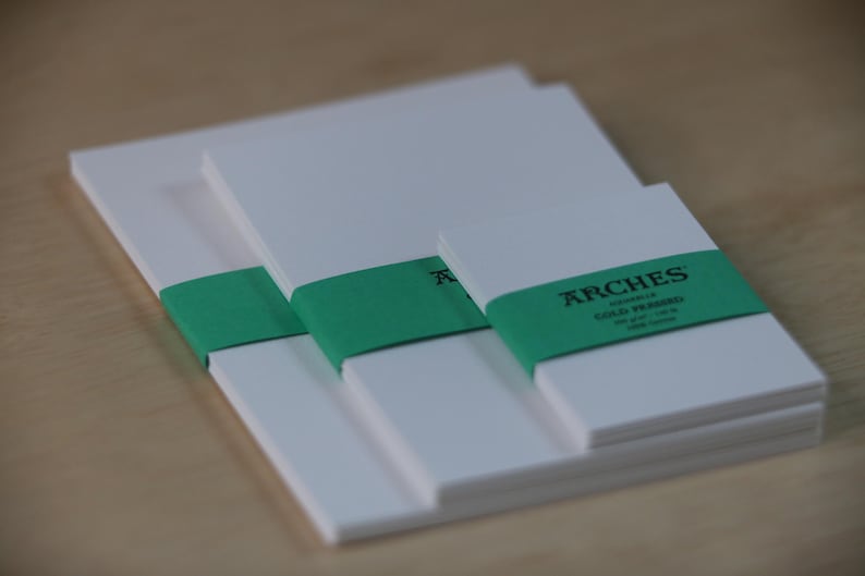 Arches Aquarelle Cold Pressed, Hot Pressed, Rough 300gsm Watercolor Paper Sample Pack available in ATC/ACEO, 2.5 inch by 3.5 inch, 4" x 6" or 5" x 7"