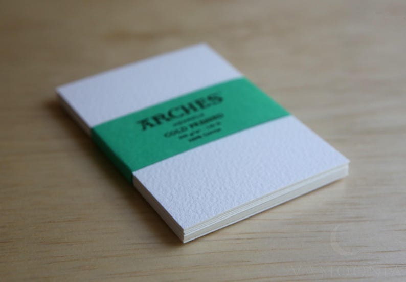 Arches Aquarelle Cold Pressed 300gsm Watercolor Paper ATC/ACEO, 2.5 inch by 3.5 inch - with green label