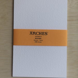 Arches Aquarelle Professional Artist-Grade Cold Pressed, Hot Pressed, Rough (shown) 300gsm Watercolor Paper Sample Pack available PRECUT in ATC/ACEO, 2.5 inch by 3.5 inch, 4" x 6" or 5" x 7".