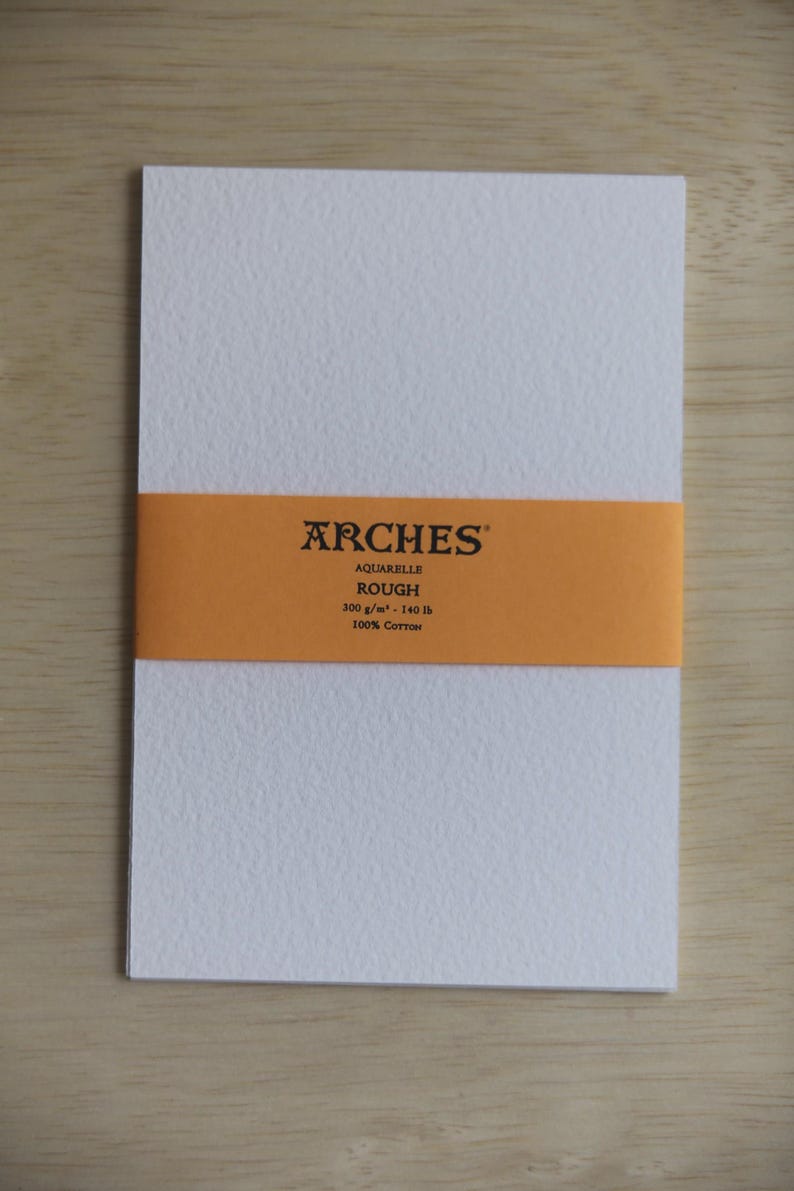 Arches Aquarelle Professional Artist-Grade Cold Pressed, Hot Pressed, Rough (shown) 300gsm Watercolor Paper Sample Pack available PRECUT in ATC/ACEO, 2.5 inch by 3.5 inch, 4" x 6" or 5" x 7".
