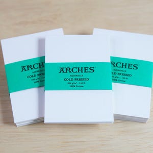 Artist-Grade Professional Arches Aquarelle Cold Pressed 300gsm Watercolor Paper ATC/ACEO, 2.5x3.5, 4x6, 5x7 paper - With green label