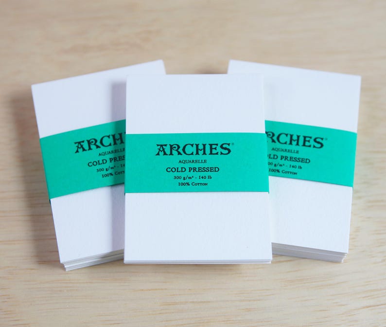 Artist-Grade Professional Arches Aquarelle Cold Pressed 300gsm Watercolor Paper ATC/ACEO, 2.5x3.5, 4x6, 5x7 paper - With green label