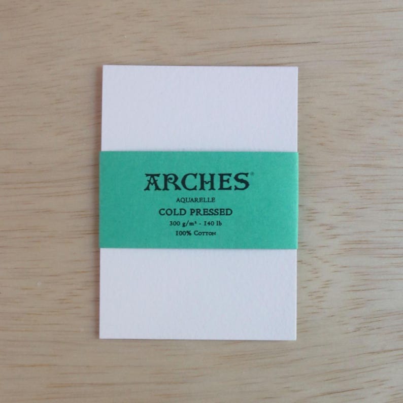 Professional Artist-Grade Arches Aquarelle Cold Pressed 300gsm Watercolor Paper ATC/ACEO, 2.5 inch by 3.5 inch - with green label. 100% Cotton paper for watercolorists. Trading card sized.