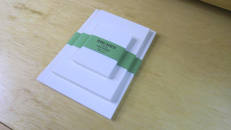 Professional Artist-Grade Arches Aquarelle Cold Pressed 300gsm Watercolor Paper 4x6, 5x7, or ATC/ACEO, 2.5 inch by 3.5 inch - with green label. 100% Cotton paper for watercolorists. Trading card sized.