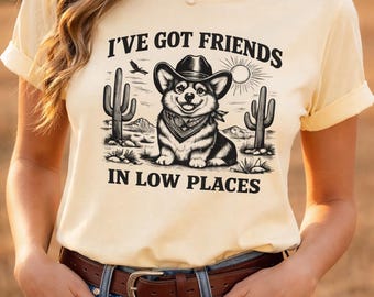 Lustiges Corgis Cowboy T-Shirt, Western-Grafik-T-Shirt, Country-Musik-Liebhaber Geschenk
