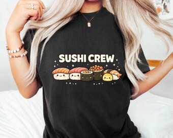 Camiseta Sushi Crew: Camiseta gráfica de comida japonesa kawaii (descarga digital)