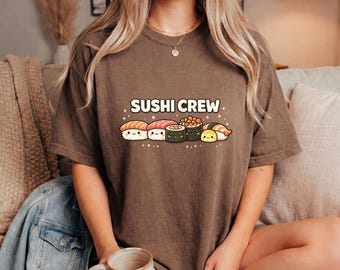 Sushi Crew T-Shirt, Kawaii japanisches Essen Grafik T-Shirt, Anime Foodie Geschenk