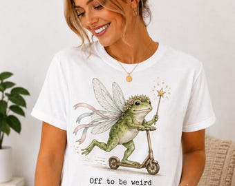Off To Be Weird And Build Character PNG: Fee Frosch, Scooter, Fantasy PNG, Wunderlich, Cottagecore Clipart (Digitaler Download)