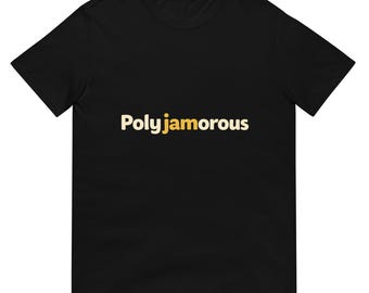 Camiseta "Polyjamorous", regalo humorístico con juegos de palabras, camiseta con gráfico tipográfico minimalista