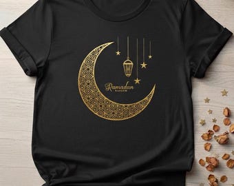 Ramadan Kareem T-Shirt, Gold Halbmond Mondlaterne, Islamisches Geschenk