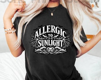 Allergisch gegen Sonnenlicht Gothic Vampir Halloween Humor PNG: Gruseliges Vampir Zitat PNG Gothic Horror Kunst (digitaler Download)