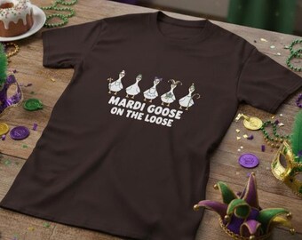 Mardi Gras Goose Squad T-Shirt, lustiges Karnevals-Grafik-T-Stück