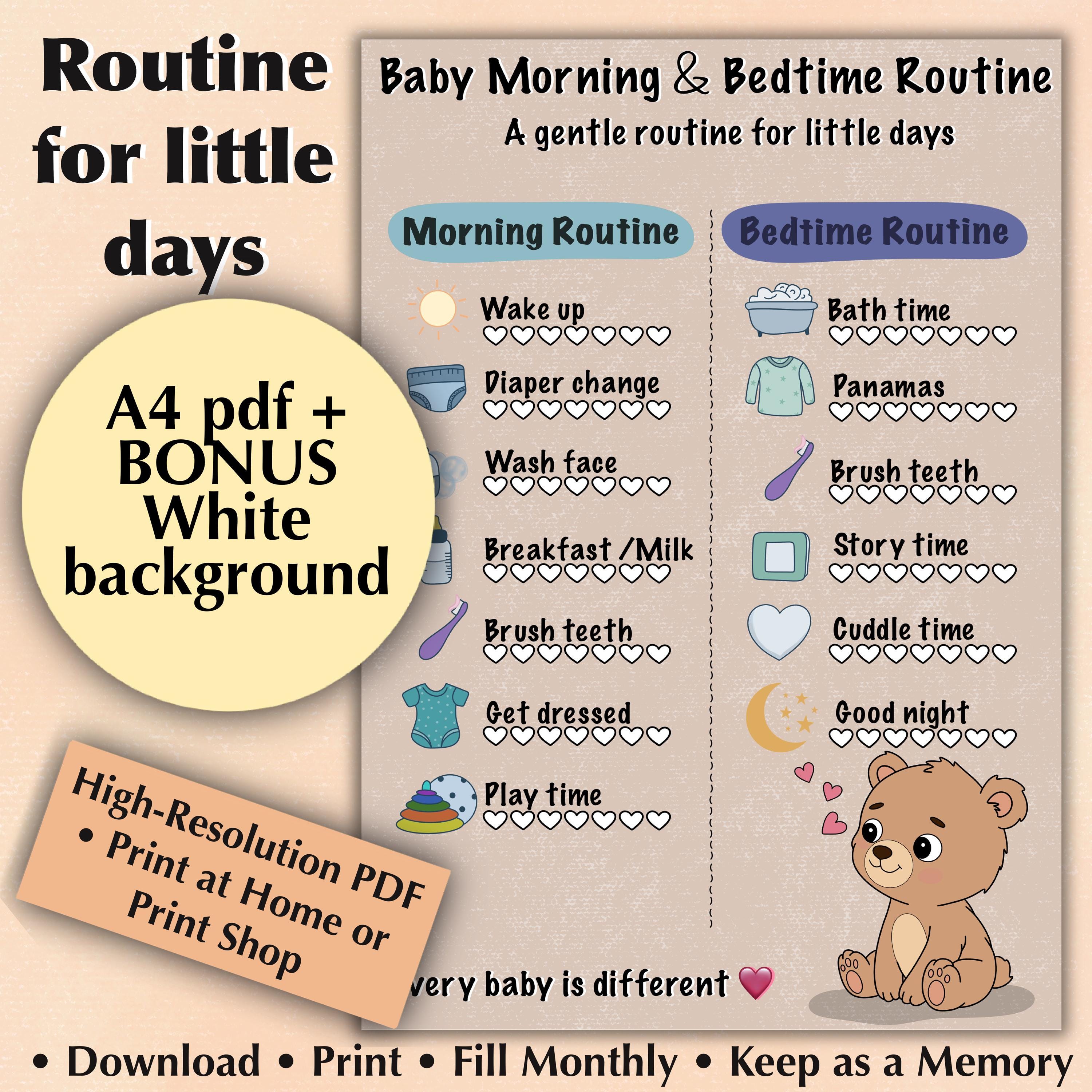 Bear Baby Routine Chart | Morning & Bedtime, A4 (PDF Download) - Etsy