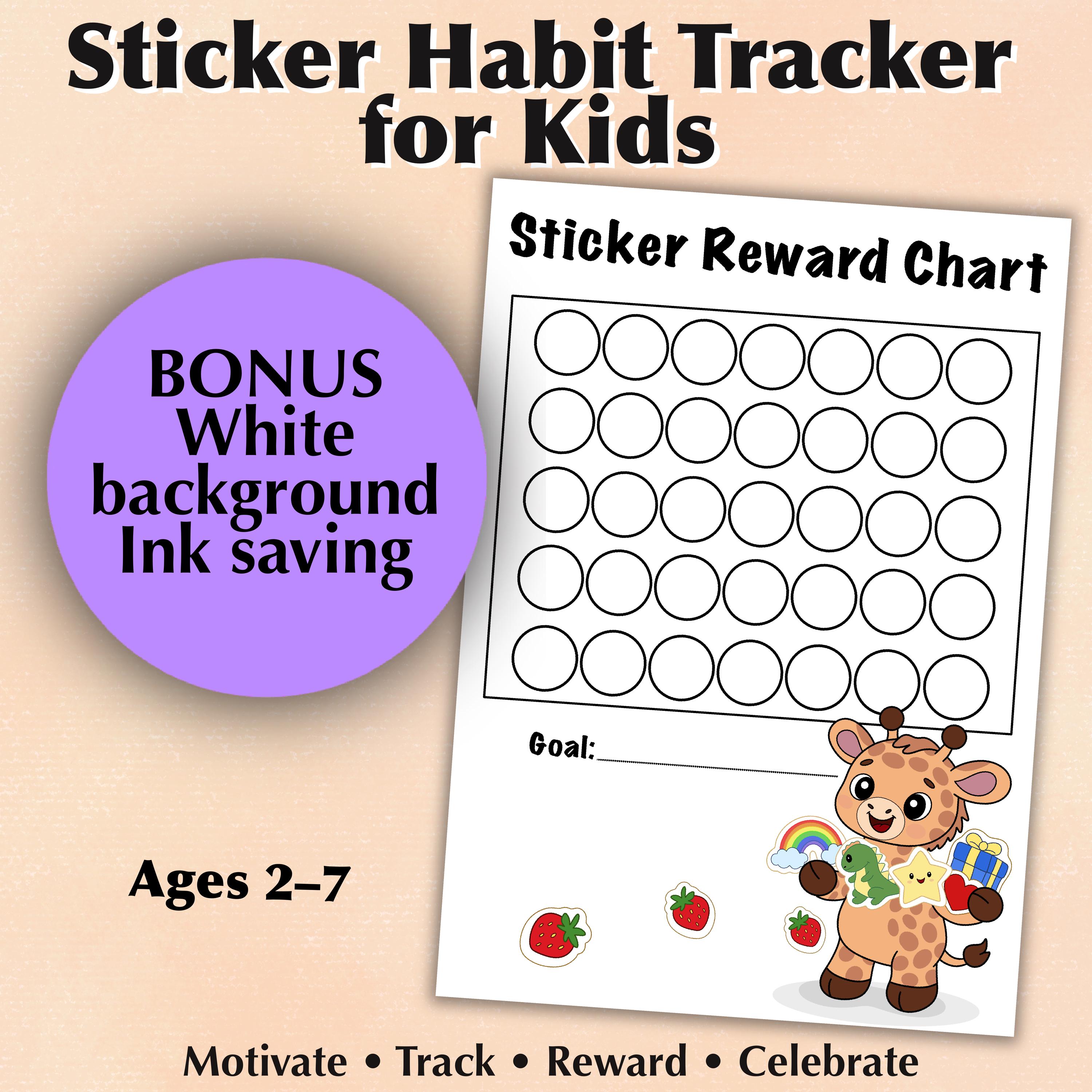 Giraffe Reward Chart Printable | Kids Sticker Habit Tracker A4 & US ...