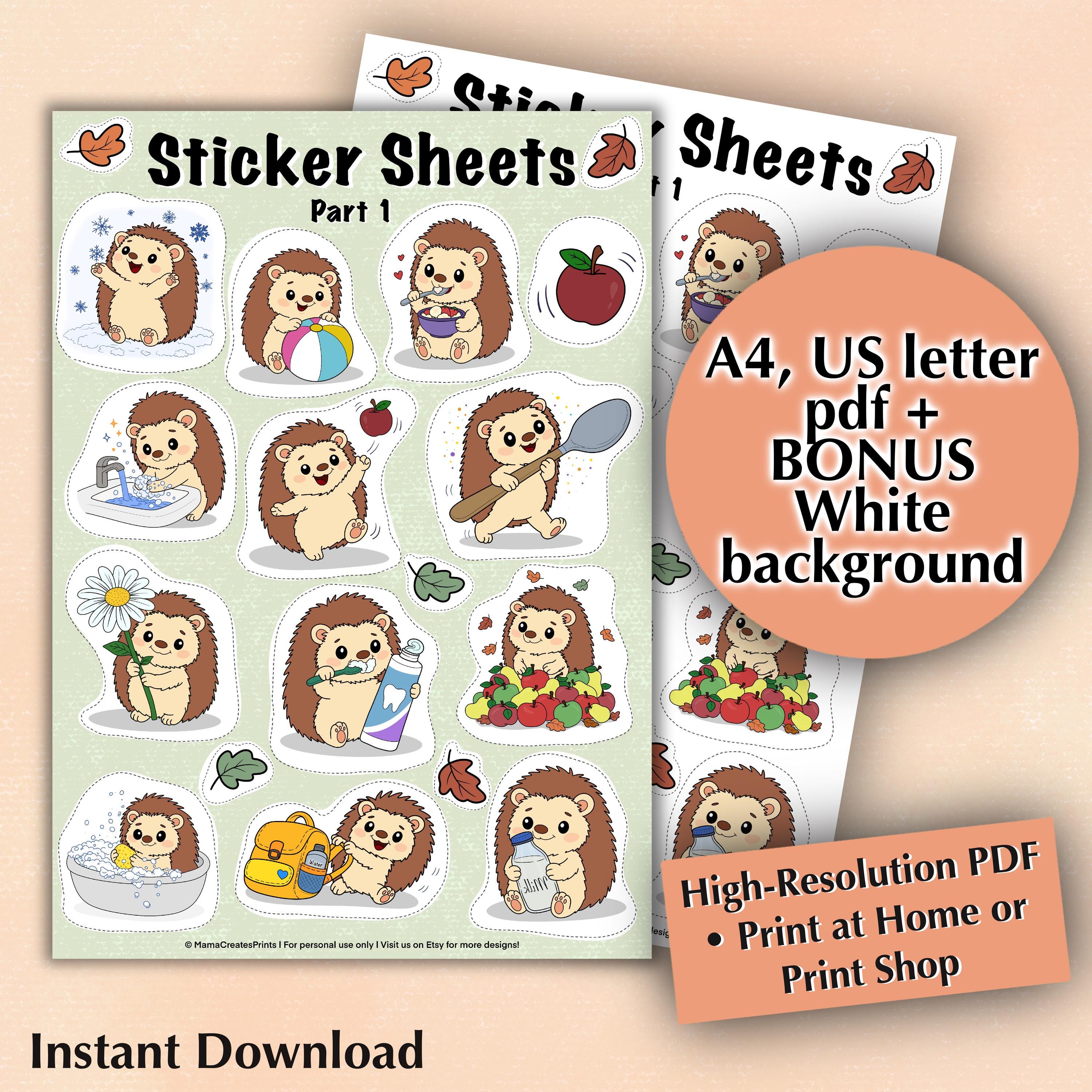 Hedgehog Routine Stickers | Kids Habit Chart Printable (PDF Download ...