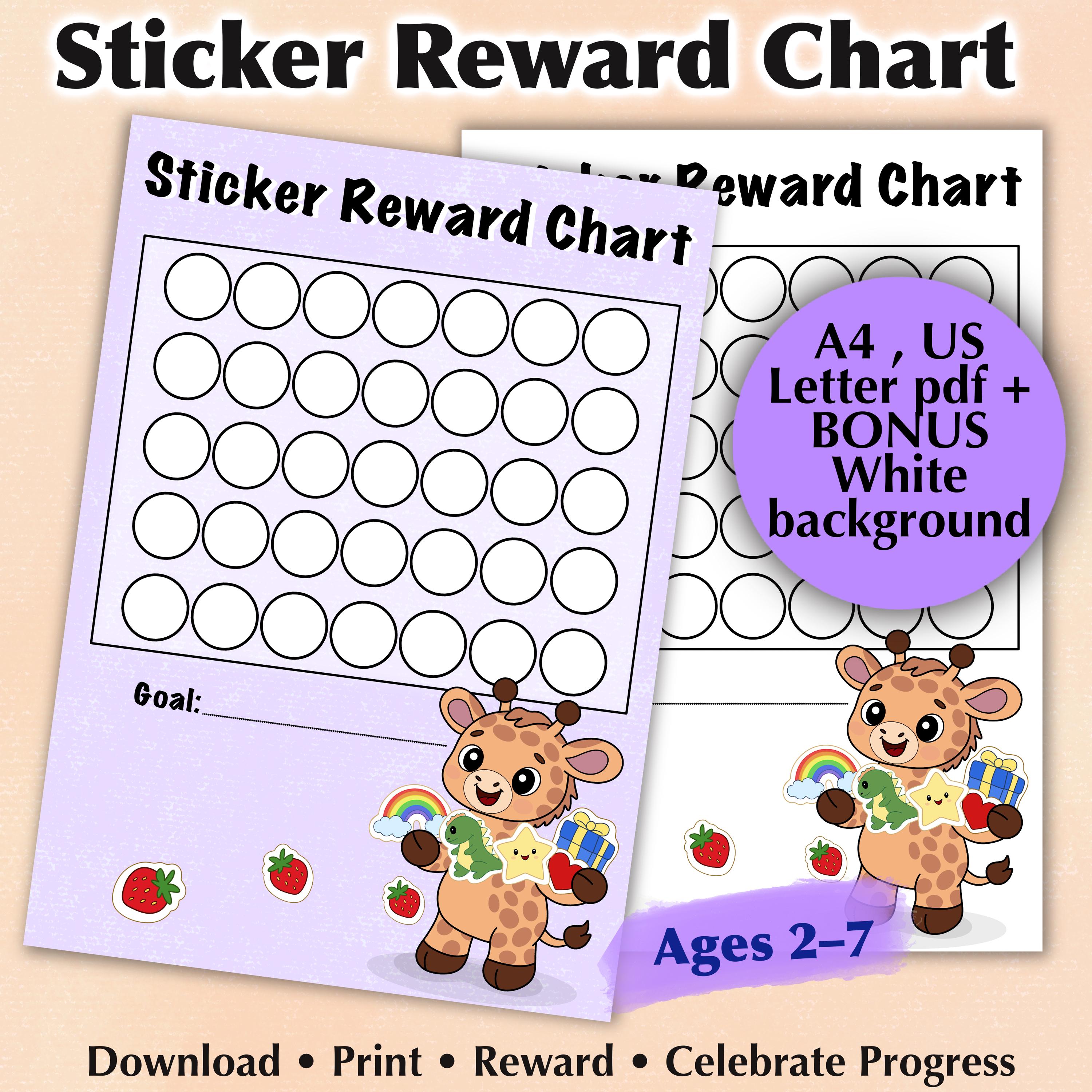 Giraffe Reward Chart Printable | Kids Sticker Habit Tracker A4 & US ...