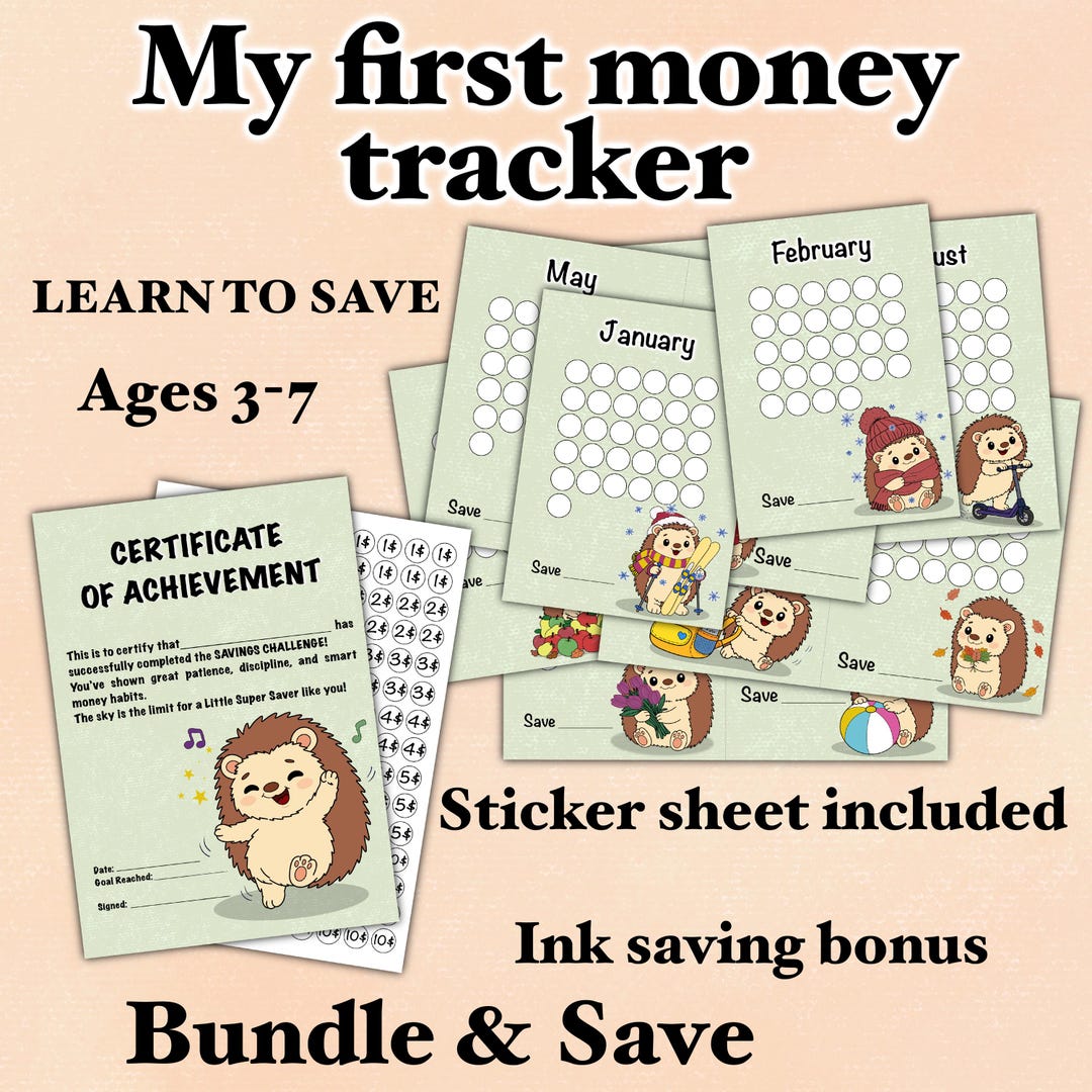 Hedgehog Savings Tracker for Kids, Financial Literacy Tool, Ages 3-7 ...