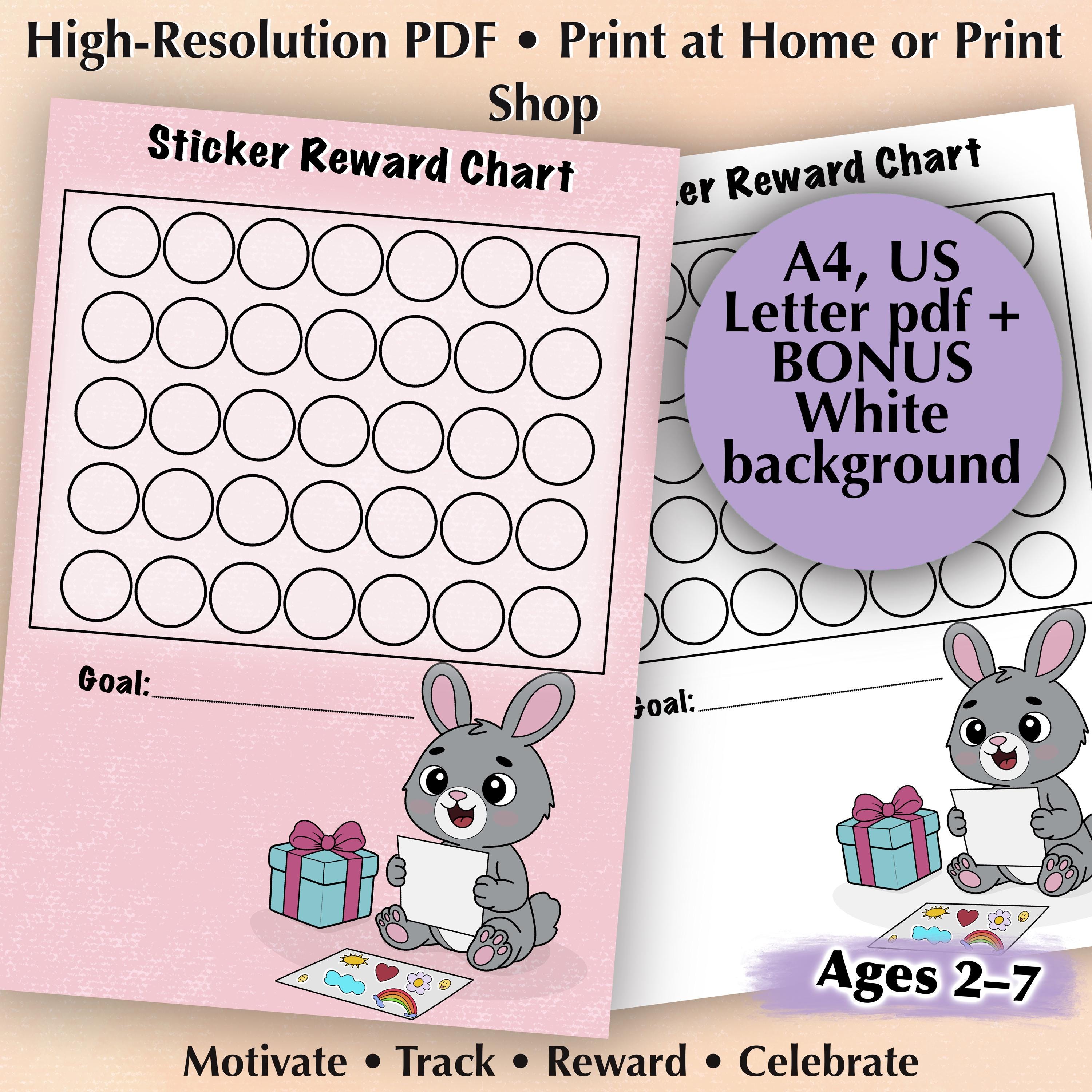 Bunny Reward Chart Printable | Kids Sticker Habit Tracker (A4, US ...