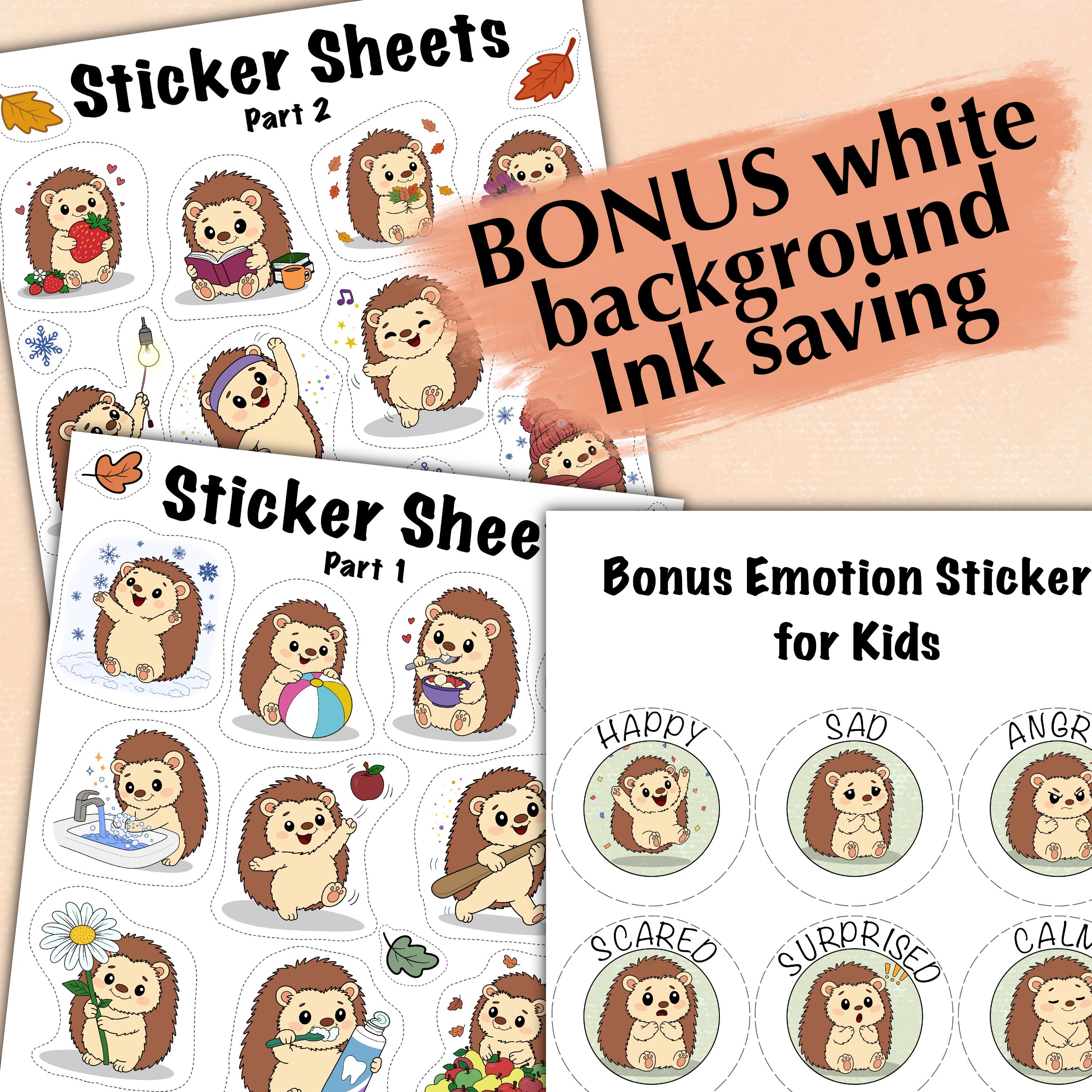 Hedgehog Routine and Emotion Stickers for Kids (digital Download) - Etsy