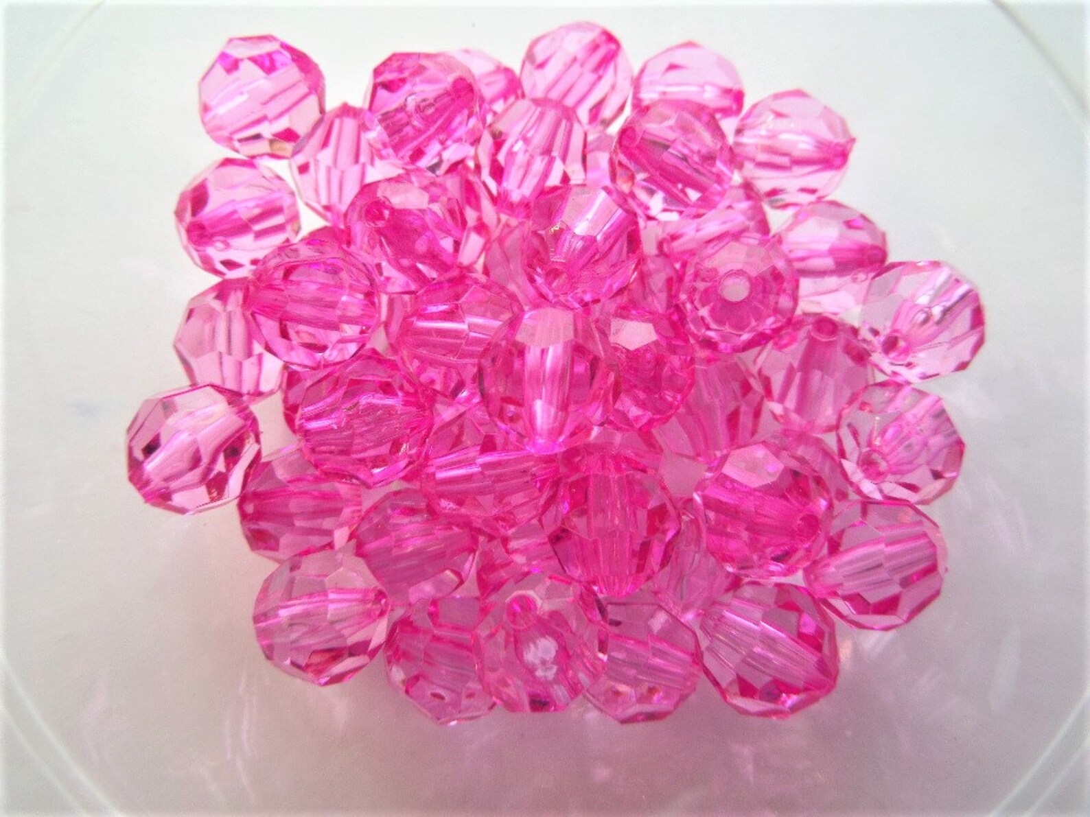 10mm 50CT Hot Pink Faceted Beads B31 11 Etsy
