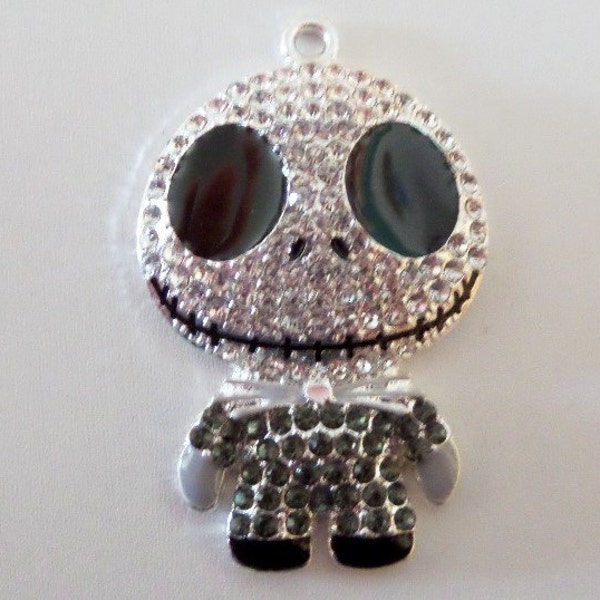 Skeleton Rhinestone and Enamel Pendant, E20