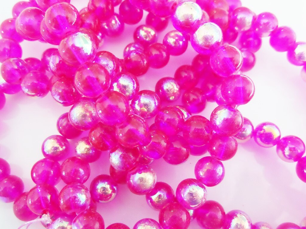 8mm Pink Glass Beads 20CT. Round Beads E16 Etsy