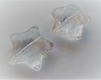 30mm, 8CT Clear Transparent Acrylic Star Beads, Faceted, Star, E16