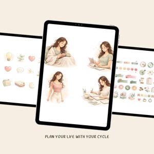 Pegatinas para el planificador Cycle Sync / Balance hormonal, productividad y seguimiento de la energía femenina (descarga digital)